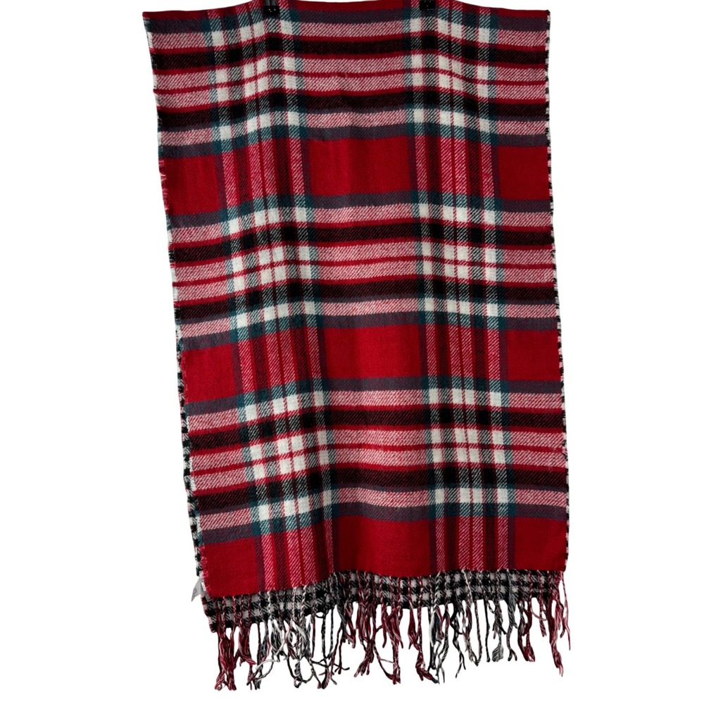 Maurices Red Plaid Fringe Scarf Shawl Blanket Cozy Warm Holiday Christmas Winter